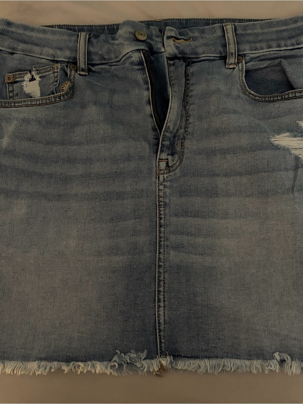 American Eagle Outfitters Light Blue Denim Skirt with Contrast Stitching